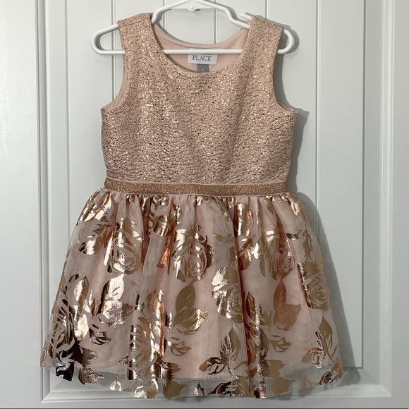 The Children’s Place sleeveless Light Pink Floral Waisted Dress